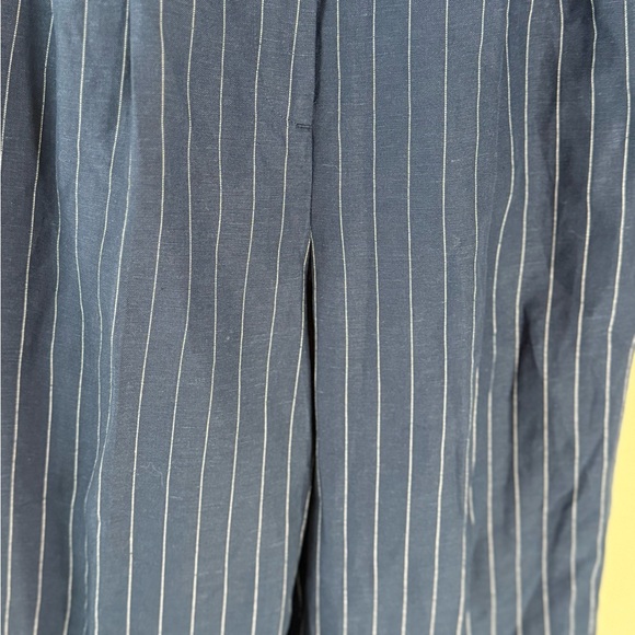 Club Monaco Linen Blend Navy pinstripe wide leg pant size 4 - Picture 9 of 10